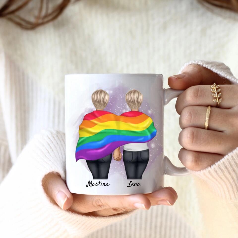 Pride women mit Flagge | Personalisierte Tasse