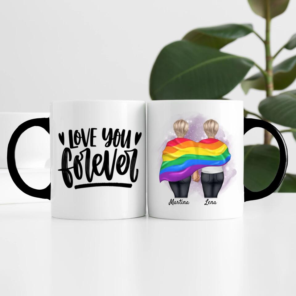 Pride women mit Flagge | Personalisierte Tasse