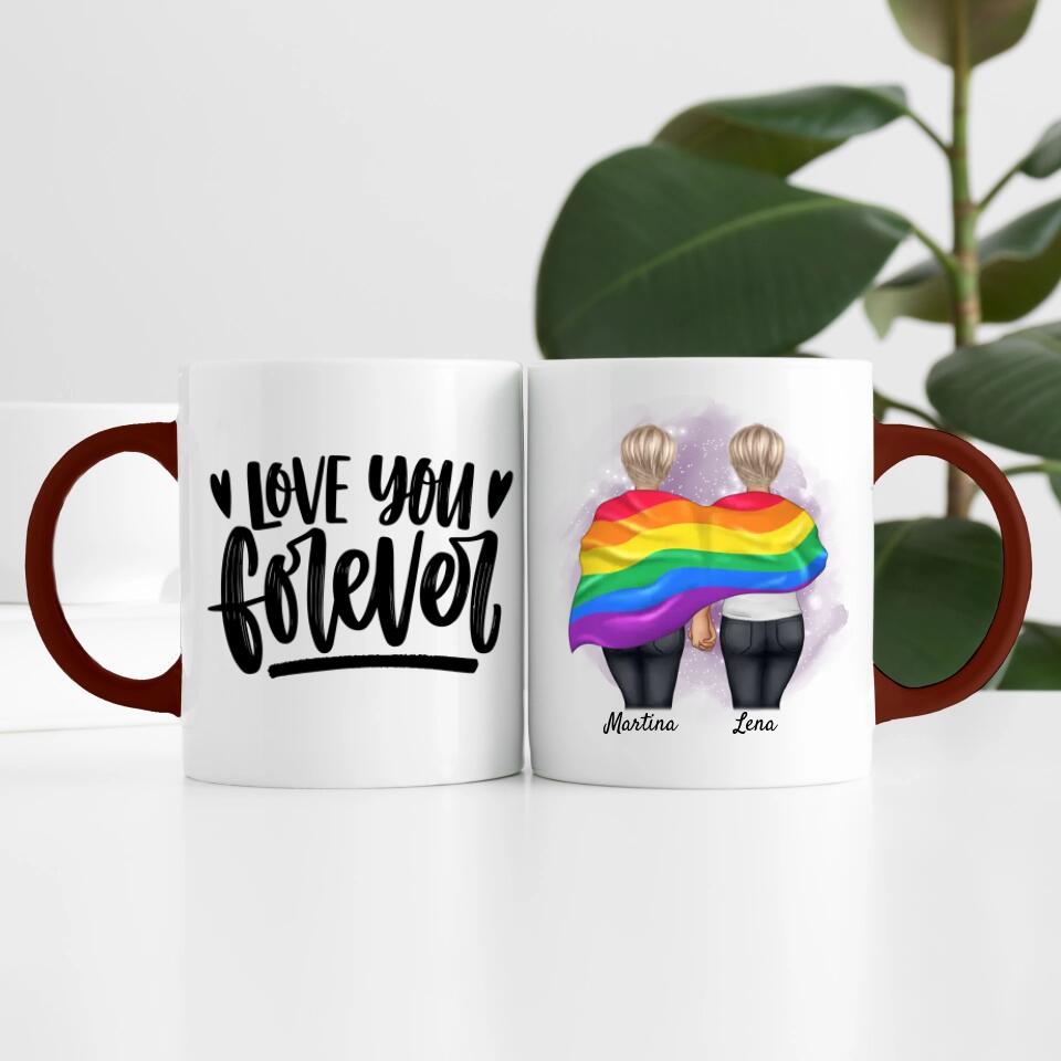 Pride women mit Flagge | Personalisierte Tasse