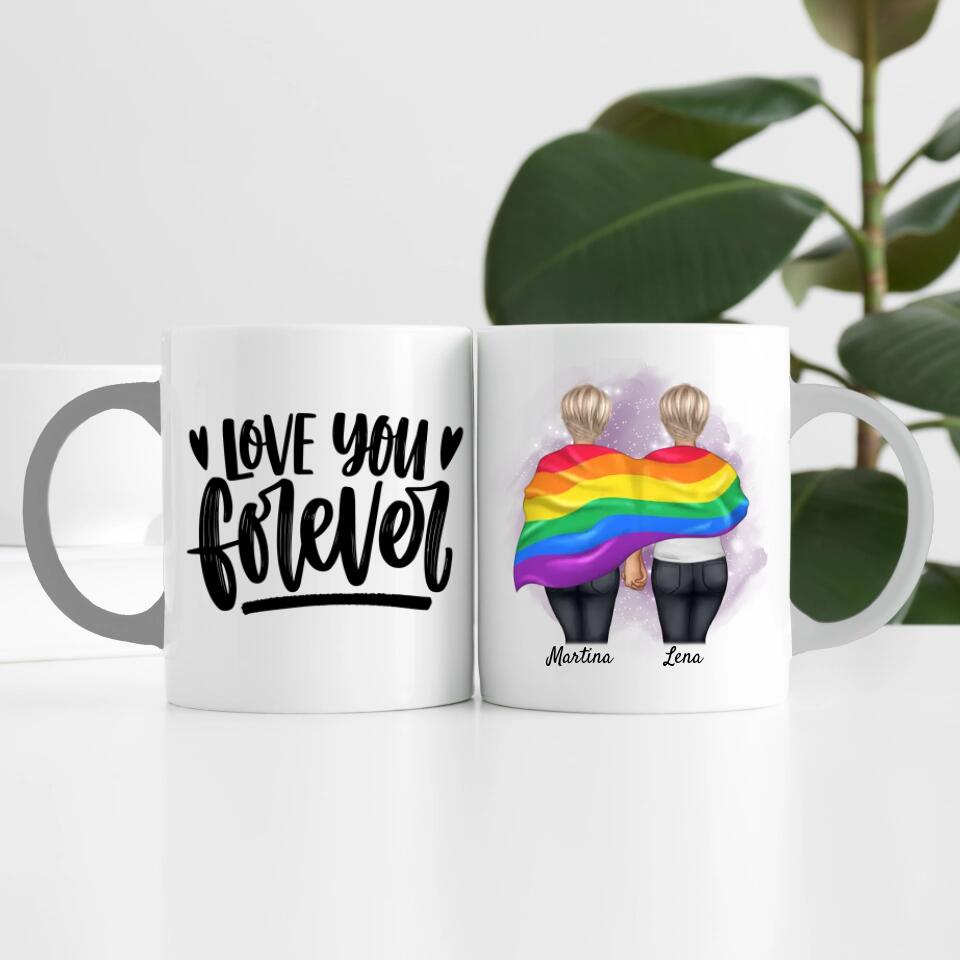 Pride women mit Flagge | Personalisierte Tasse