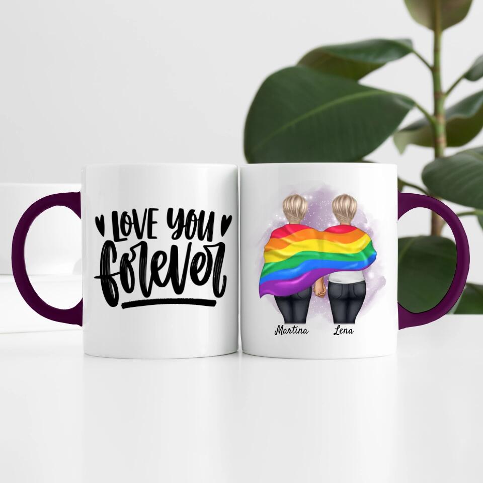 Pride women mit Flagge | Personalisierte Tasse
