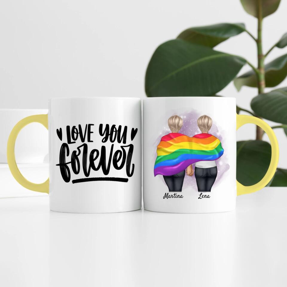 Pride women mit Flagge | Personalisierte Tasse