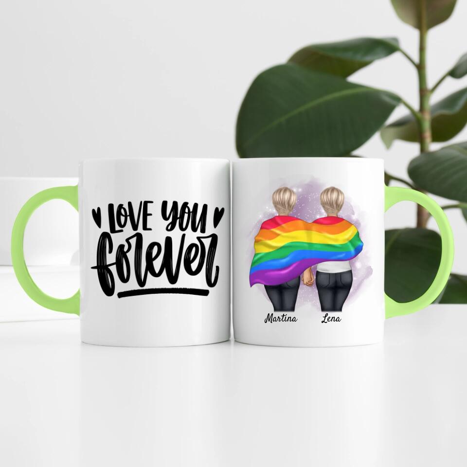 Pride women mit Flagge | Personalisierte Tasse