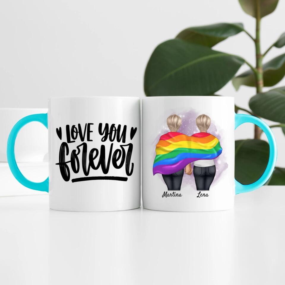 Pride women mit Flagge | Personalisierte Tasse
