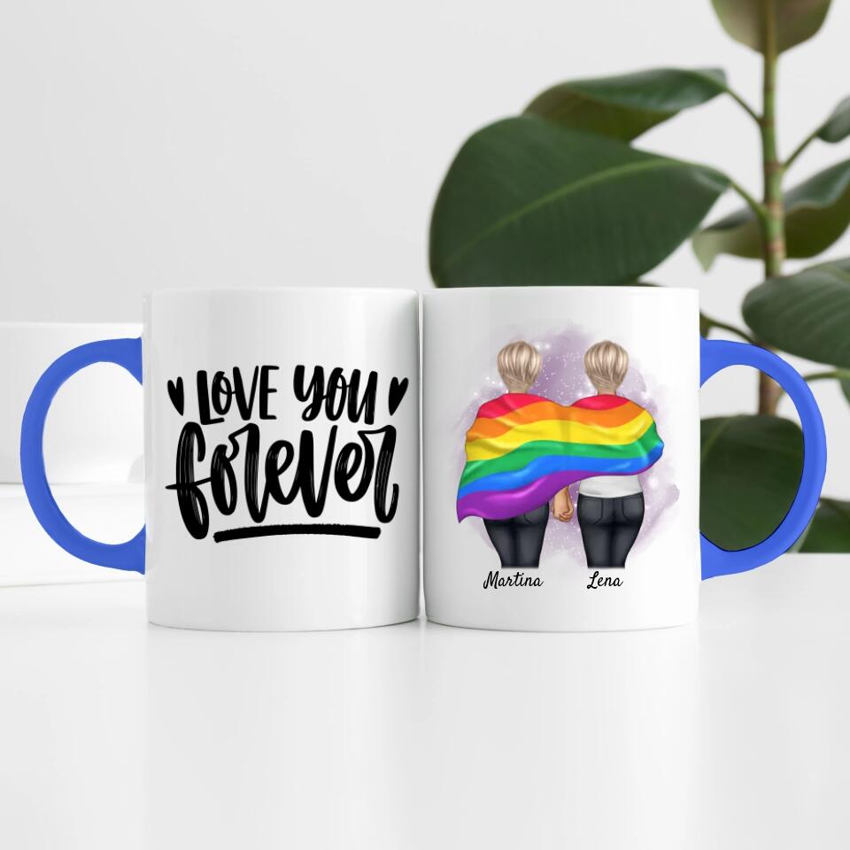 Pride women mit Flagge | Personalisierte Tasse