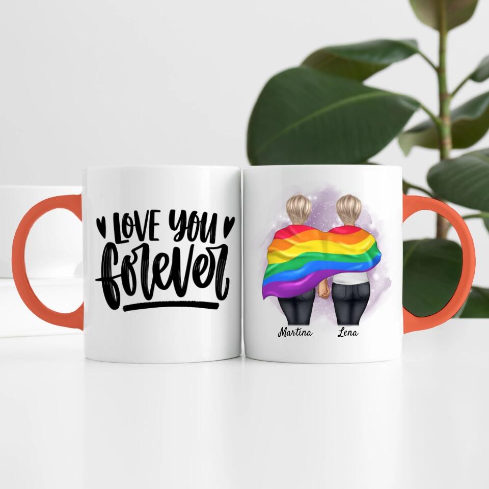 Pride women mit Flagge | Personalisierte Tasse