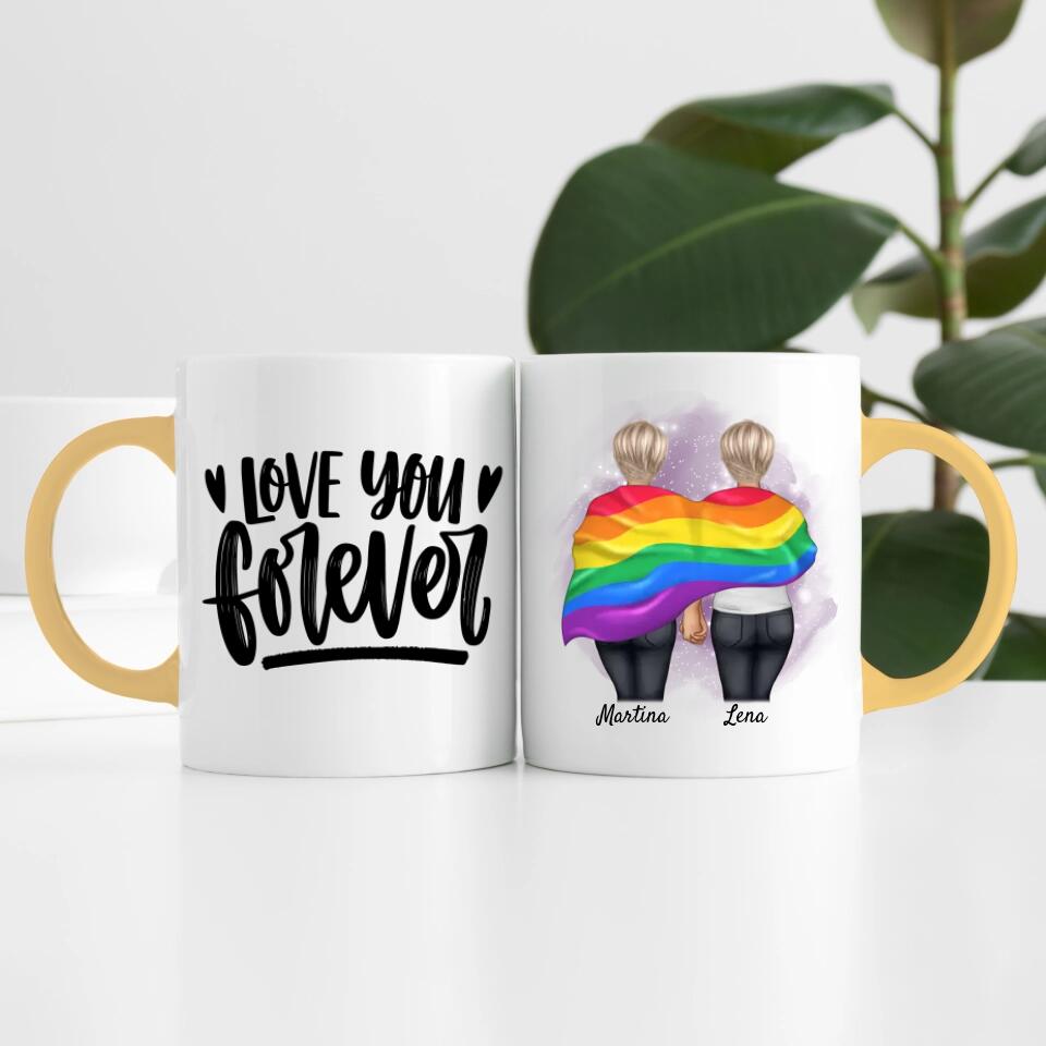 Pride women mit Flagge | Personalisierte Tasse