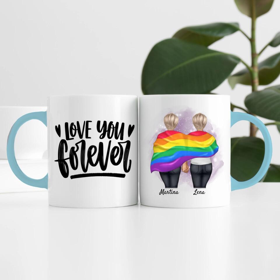 Pride women mit Flagge | Personalisierte Tasse