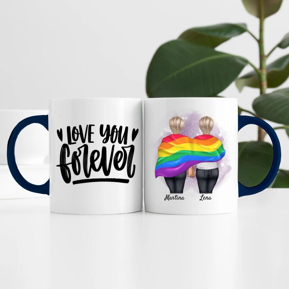 Pride women mit Flagge | Personalisierte Tasse
