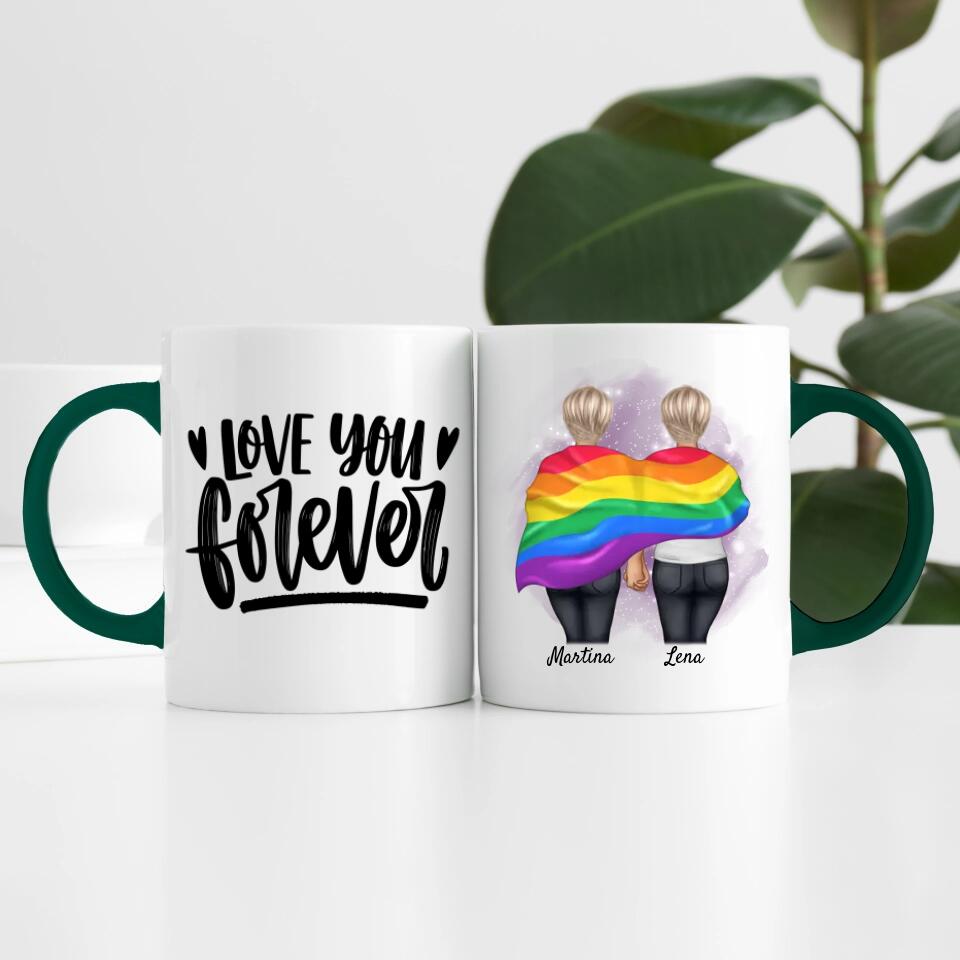 Pride women mit Flagge | Personalisierte Tasse