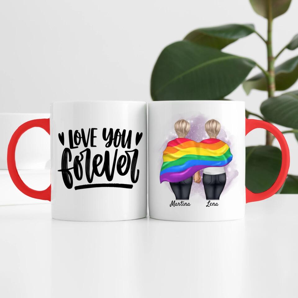 Pride women mit Flagge | Personalisierte Tasse