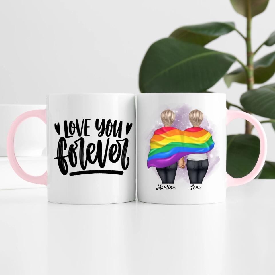 Pride women mit Flagge | Personalisierte Tasse