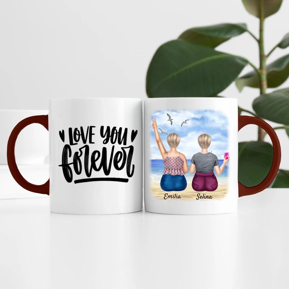 Curvy Friends am Strand (2 Personen) | Personalisierte Tasse