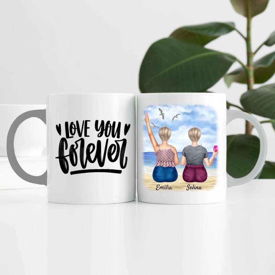 Curvy Friends am Strand (2 Personen) | Personalisierte Tasse