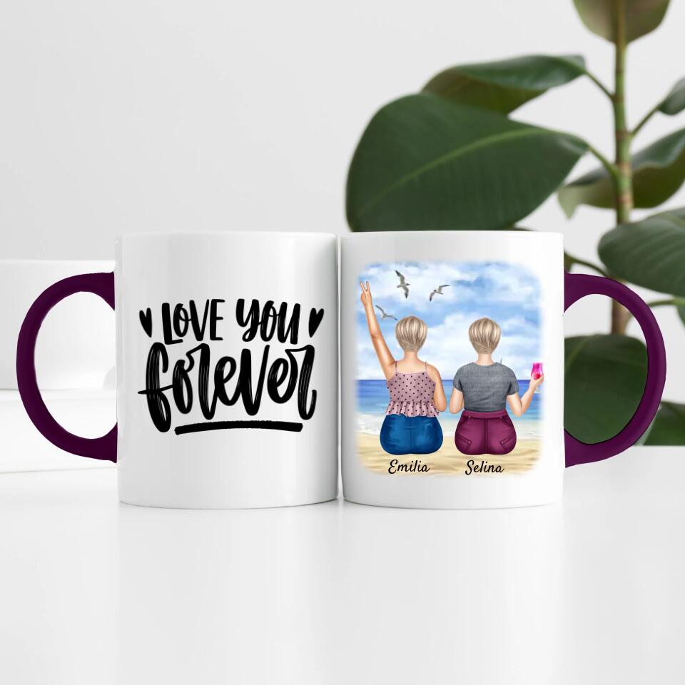 Curvy Friends am Strand (2 Personen) | Personalisierte Tasse