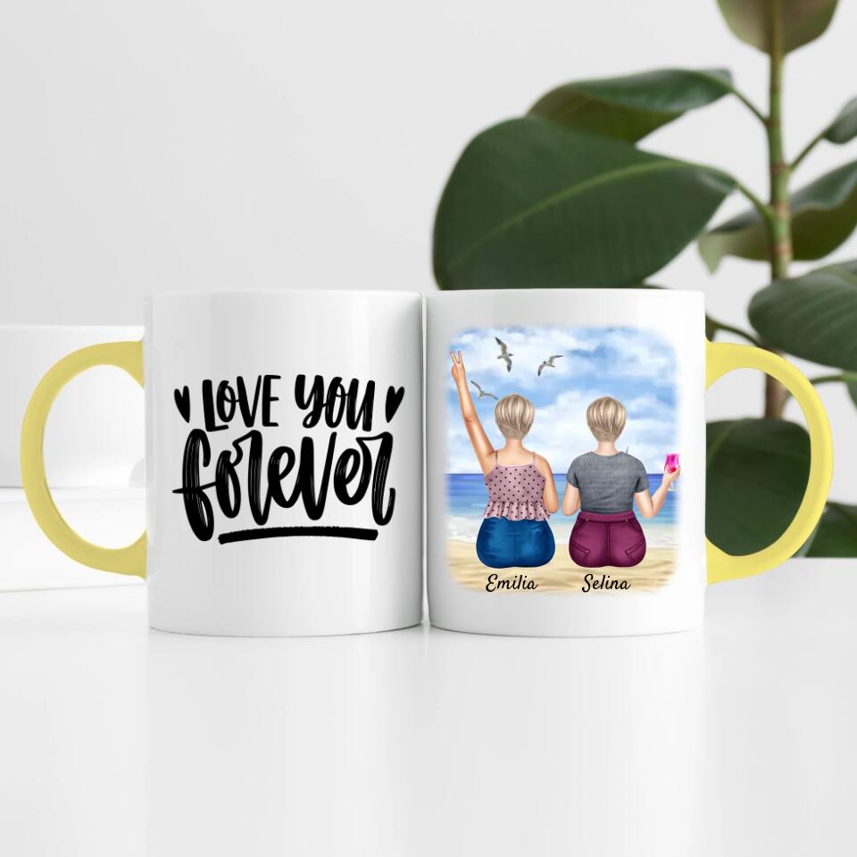 Curvy Friends am Strand (2 Personen) | Personalisierte Tasse