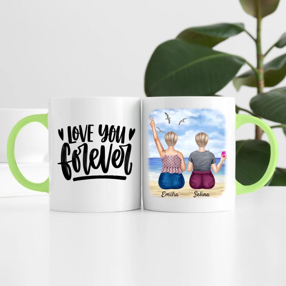 Curvy Friends am Strand (2 Personen) | Personalisierte Tasse