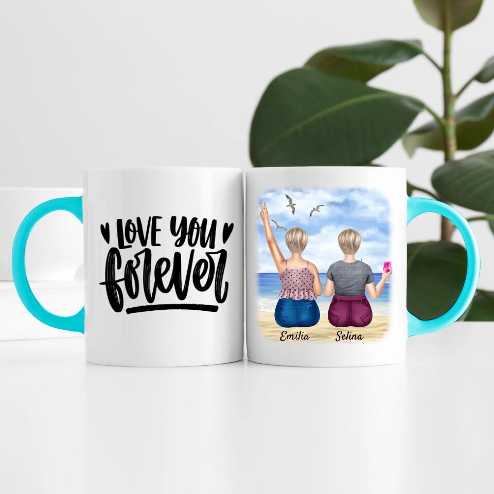 Curvy Friends am Strand (2 Personen) | Personalisierte Tasse