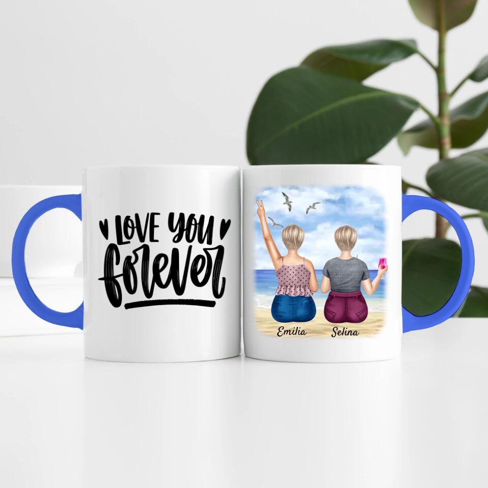 Curvy Friends am Strand (2 Personen) | Personalisierte Tasse