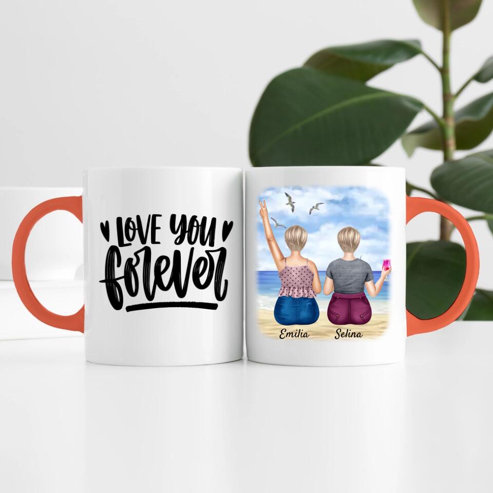 Curvy Friends am Strand (2 Personen) | Personalisierte Tasse