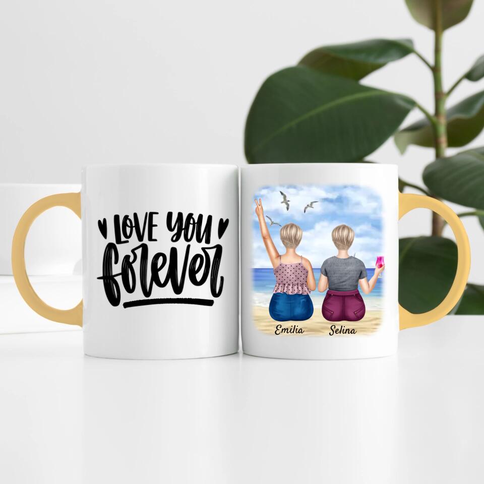 Curvy Friends am Strand (2 Personen) | Personalisierte Tasse