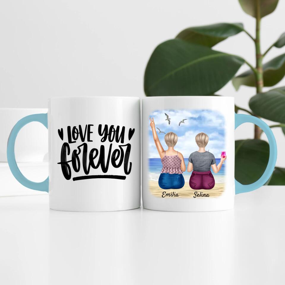 Curvy Friends am Strand (2 Personen) | Personalisierte Tasse