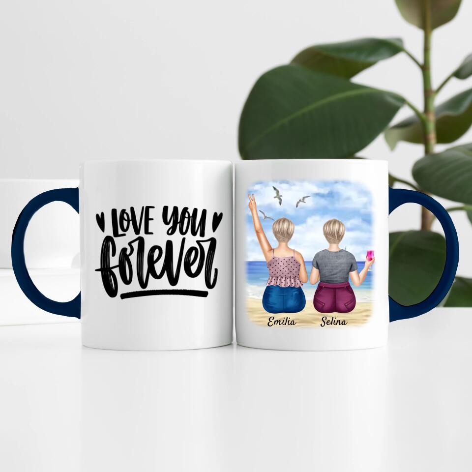 Curvy Friends am Strand (2 Personen) | Personalisierte Tasse