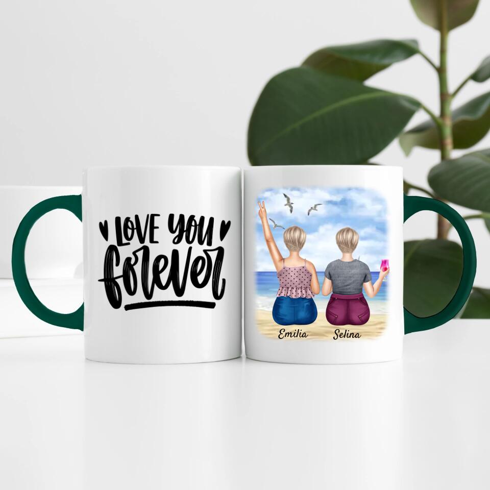 Curvy Friends am Strand (2 Personen) | Personalisierte Tasse