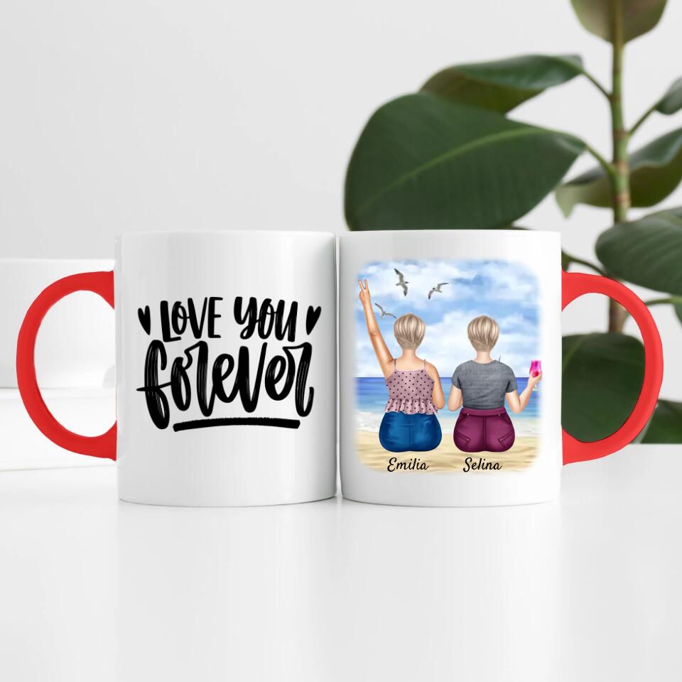 Curvy Friends am Strand (2 Personen) | Personalisierte Tasse