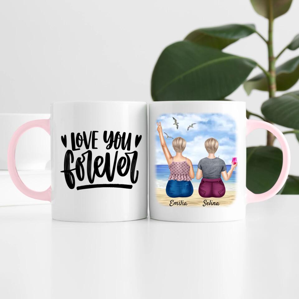 Curvy Friends am Strand (2 Personen) | Personalisierte Tasse