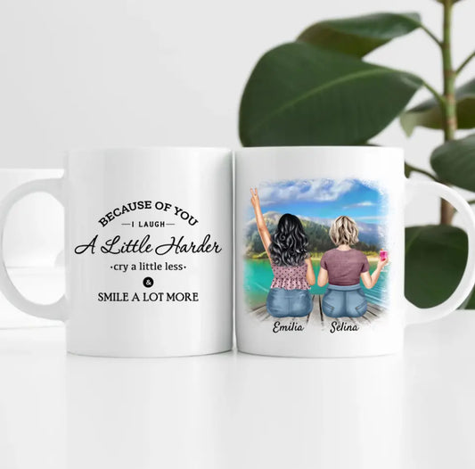 Curvy Friends am Strand (2 Personen) | Personalisierte Tasse