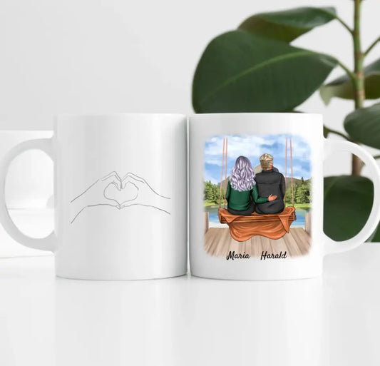 Paar auf einer Schaukel | Personalisierte Tasse