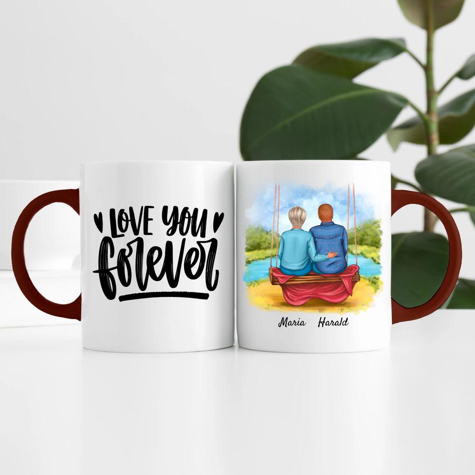 Paar auf einer Schaukel | Personalisierte Tasse