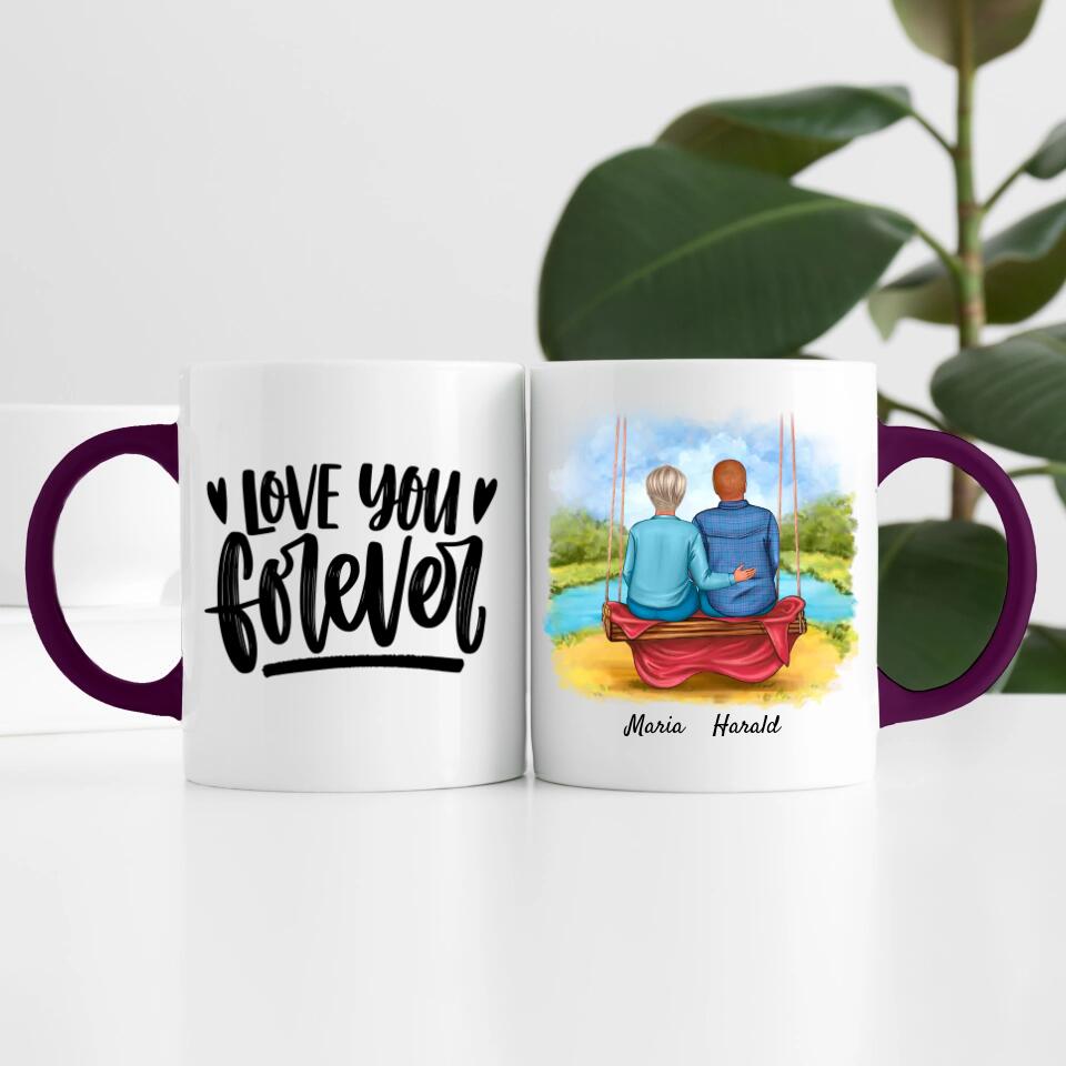 Paar auf einer Schaukel | Personalisierte Tasse