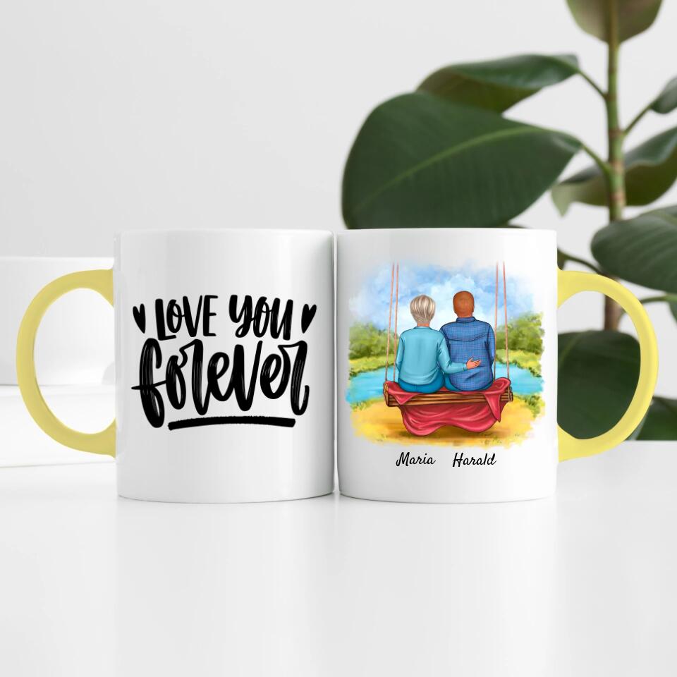 Paar auf einer Schaukel | Personalisierte Tasse