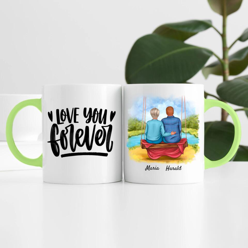 Paar auf einer Schaukel | Personalisierte Tasse
