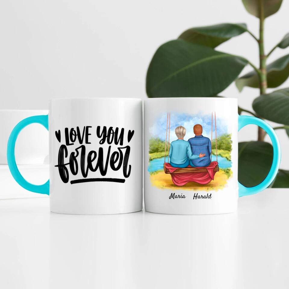 Paar auf einer Schaukel | Personalisierte Tasse
