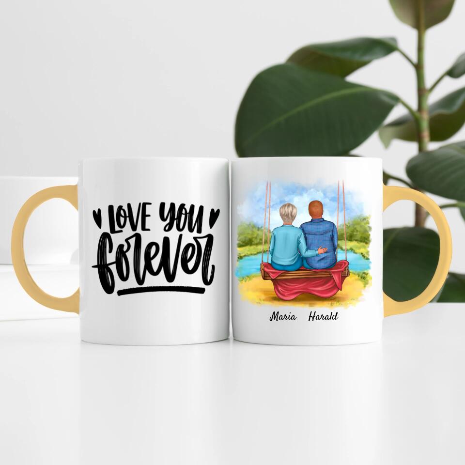 Paar auf einer Schaukel | Personalisierte Tasse
