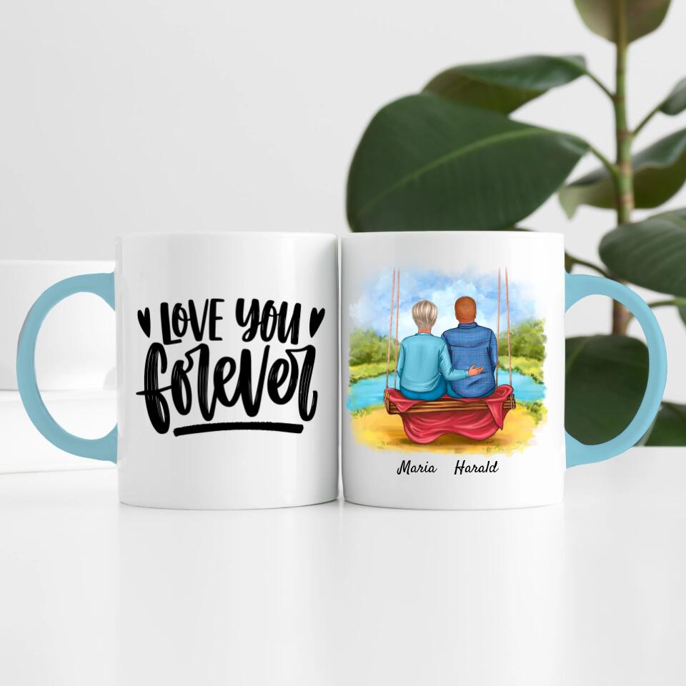 Paar auf einer Schaukel | Personalisierte Tasse