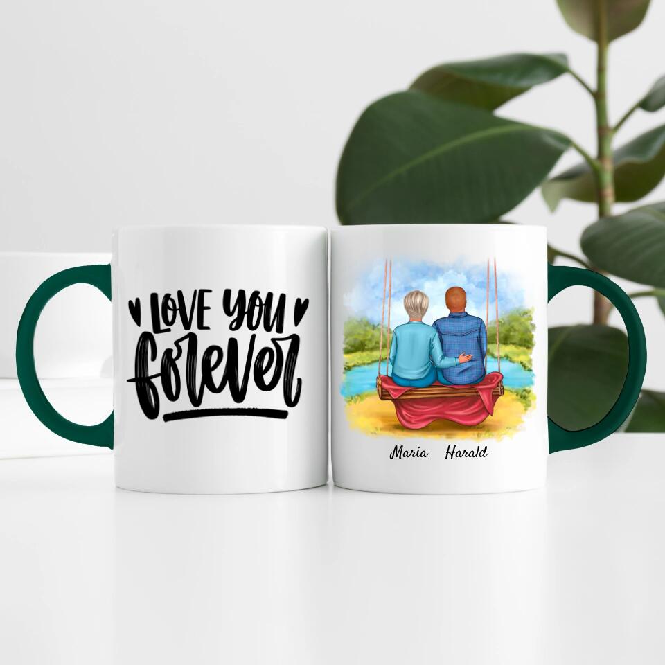 Paar auf einer Schaukel | Personalisierte Tasse
