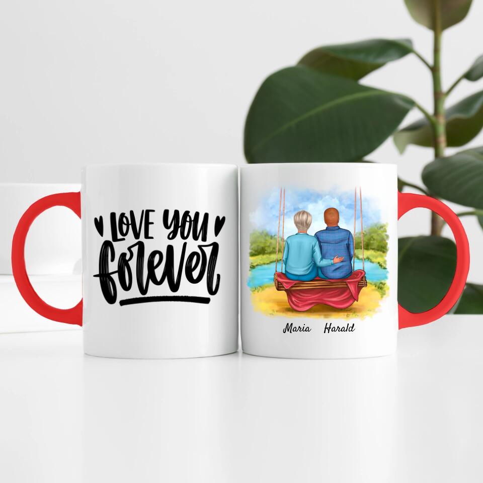 Paar auf einer Schaukel | Personalisierte Tasse