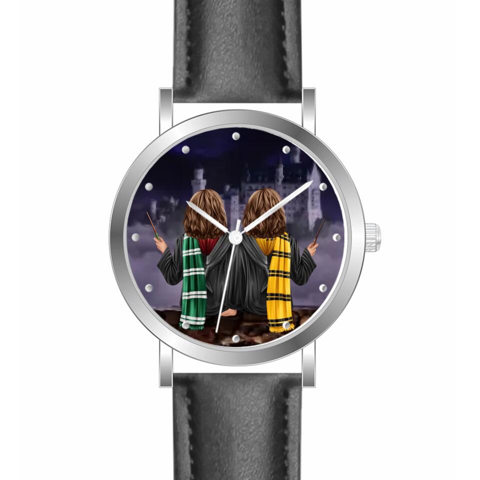 Zauberer-Freunde (2 Personen) | Personalisierte Armbanduhr (Unterschiedliche Uhr-Modelle wählbar!)