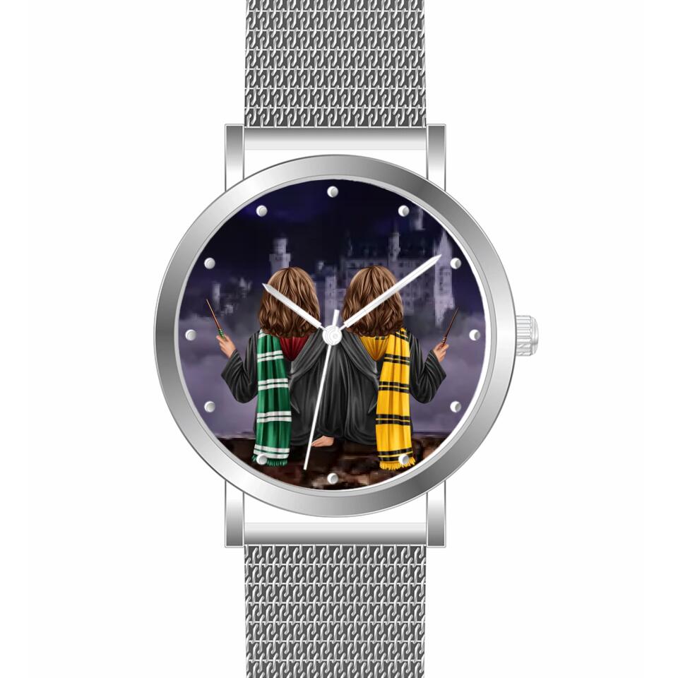 Zauberer-Freunde (2 Personen) | Personalisierte Armbanduhr (Unterschiedliche Uhr-Modelle wählbar!)
