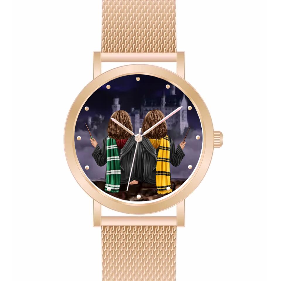 Zauberer-Freunde (2 Personen) | Personalisierte Armbanduhr (Unterschiedliche Uhr-Modelle wählbar!)
