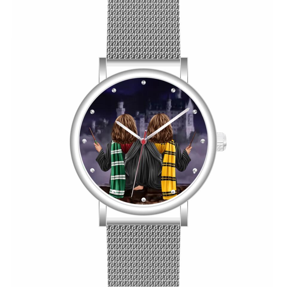 Zauberer-Freunde (2 Personen) | Personalisierte Armbanduhr (Unterschiedliche Uhr-Modelle wählbar!)
