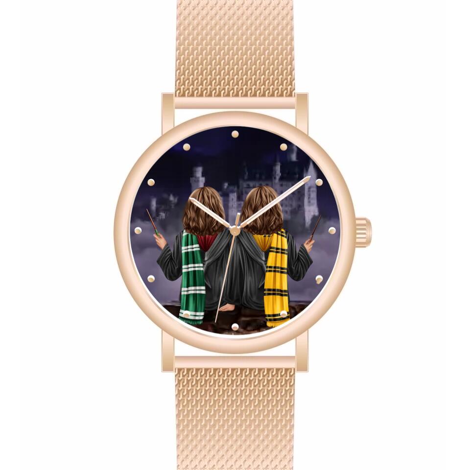 Zauberer-Freunde (2 Personen) | Personalisierte Armbanduhr (Unterschiedliche Uhr-Modelle wählbar!)