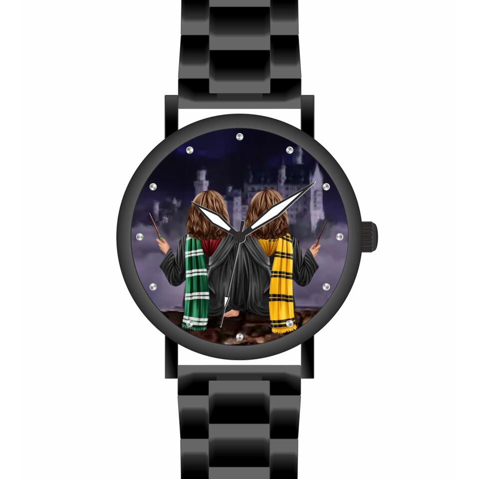 Zauberer-Freunde (2 Personen) | Personalisierte Armbanduhr (Unterschiedliche Uhr-Modelle wählbar!)