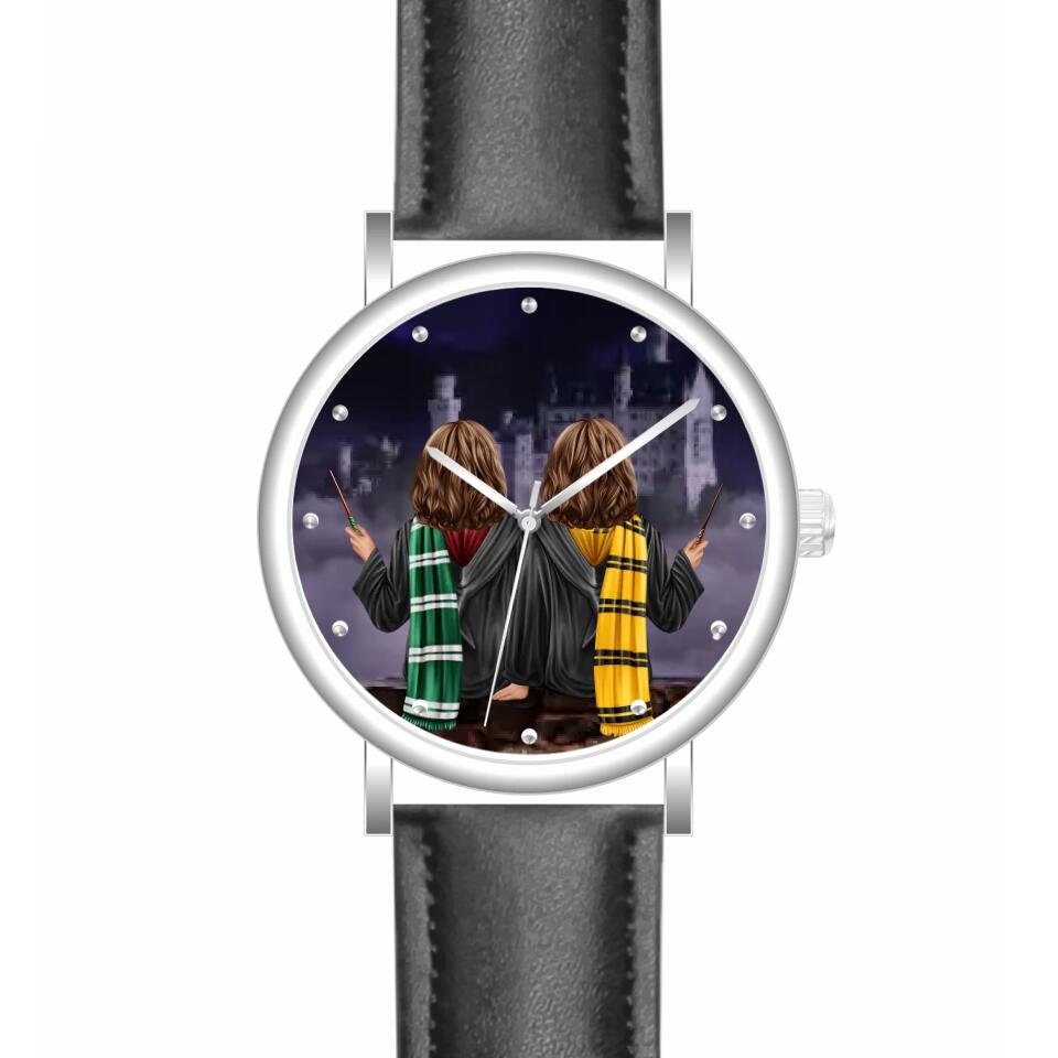 Zauberer-Freunde (2 Personen) | Personalisierte Armbanduhr (Unterschiedliche Uhr-Modelle wählbar!)