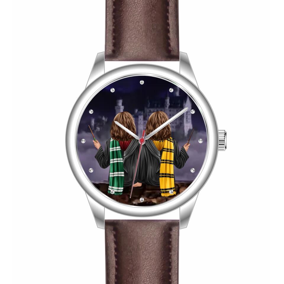 Zauberer-Freunde (2 Personen) | Personalisierte Armbanduhr (Unterschiedliche Uhr-Modelle wählbar!)