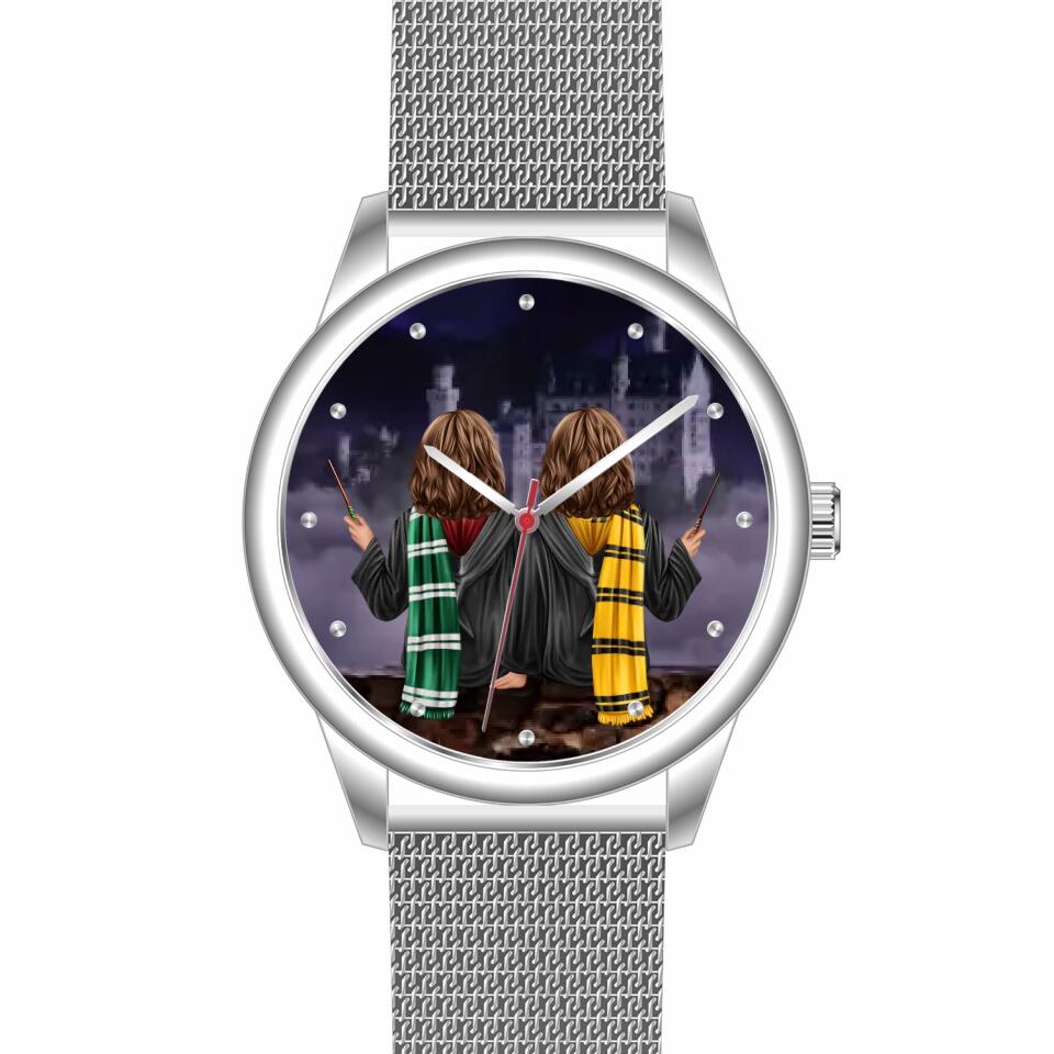 Zauberer-Freunde (2 Personen) | Personalisierte Armbanduhr (Unterschiedliche Uhr-Modelle wählbar!)